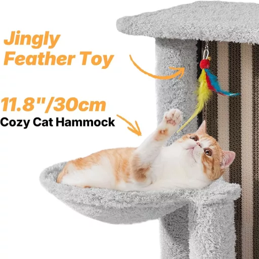 Veehoo 90 cm vysoké škrabadlo pre mačky, viacúrovňová mačacia veža na škrabanie a odpočinok