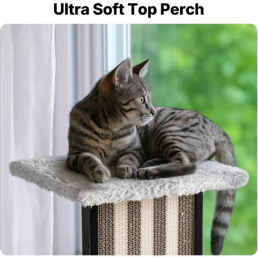 Veehoo 90 cm vysoké škrabadlo pre mačky, viacúrovňová mačacia veža na škrabanie a odpočinok