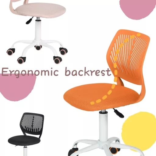 FurnitureR Magasságállítható Gyerekszék Ergonomikus Támlával és Kartámasszal 3-10 Év - Colour: Rose Red