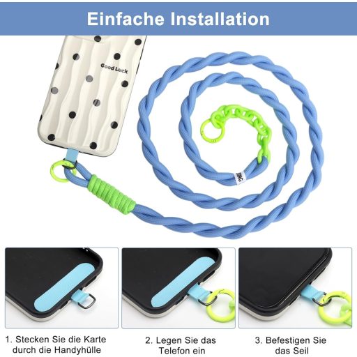 VOSSOT Univerzális Telefontartó Pánt - Fonott Csuklópánt és Nyakpánt Mobiltelefonhoz, Divatos Karkötő Stílusú Telefon Lánc Kiegészítő