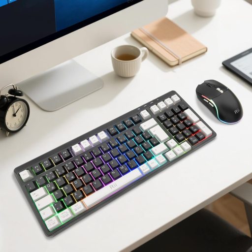 Rii Wireless Gaming Billentyűzet és Egér Szett, Bluetooth 2.4GHz, LED Háttérvilágítás