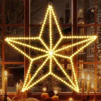   Quntis 50 cm 282 LED Karácsony Csillag Dekoráció, Meleg Fehér, Összecsukható