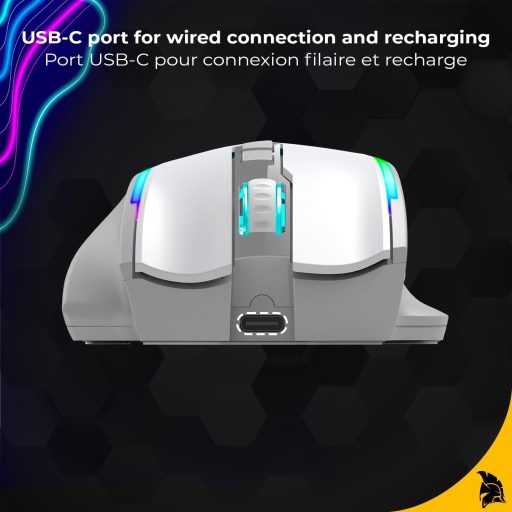 EMPIRE GAMING RF908 Wireless Egér Töltőállomással RGB 10000DPI 8 Gomb Fehér