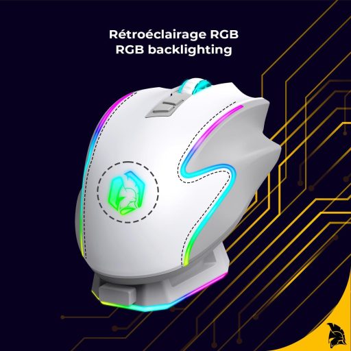 EMPIRE GAMING RF908 Wireless Egér Töltőállomással RGB 10000DPI 8 Gomb Fehér