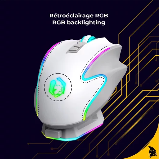 EMPIRE GAMING RF908 Wireless Egér Töltőállomással RGB 10000DPI 8 Gomb Fehér