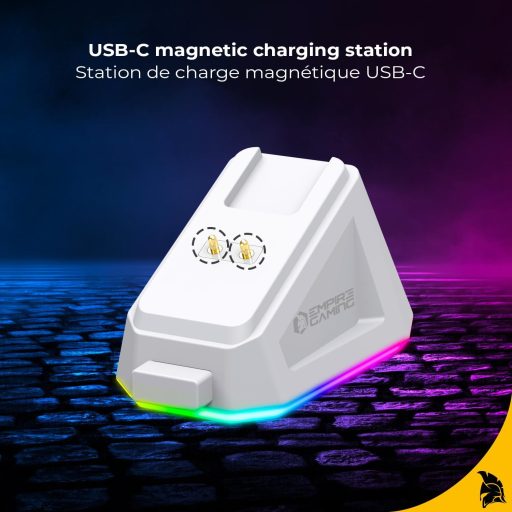 EMPIRE GAMING RF908 Wireless Egér Töltőállomással RGB 10000DPI 8 Gomb Fehér