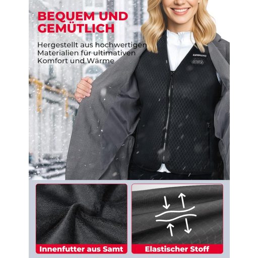 Vestă încălzită KEMIMOTO pentru femei, cu 6 zone de încălzire, jachetă electrică de iarnă USB