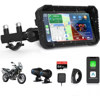   Jansite 4K Motorkerékpár CarPlay Autórádió Fedélzeti Kamera 6,25" GPS Érintőképernyő IP67