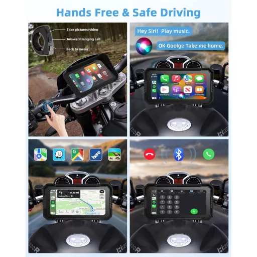 Jansite 4K Motorkerékpár CarPlay Autórádió Fedélzeti Kamera 6,25" GPS Érintőképernyő IP67