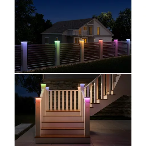 JACKYLED Szolár Kapu Sapka RGB 7x7-10x10 IP54 Vízálló 8db