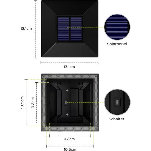 JACKYLED Szolár Kapu Sapka RGB 7x7-10x10 IP54 Vízálló 8db