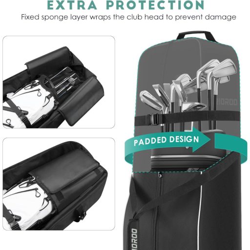 Geantă de voiaj pentru golf RIOROO cu roți, geantă impermeabilă pentru crose de golf din material Oxford 900D