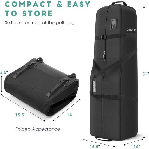 Geantă de voiaj pentru golf RIOROO cu roți, geantă impermeabilă pentru crose de golf din material Oxford 900D