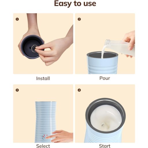 Morpilot 4az1-ben elektromos tejhabosító, automata forró és hideg tejhez, latte cappuccino