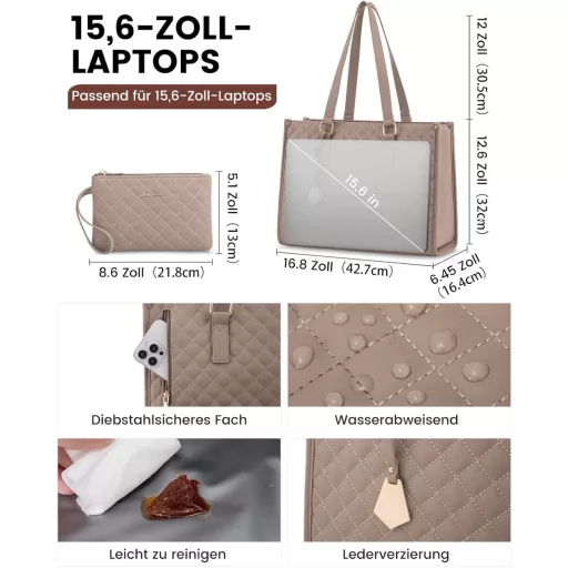 LOVEVOOK női laptop táska 15,6" hőszigeteléses ebéddobozzal, munkához és iskolához