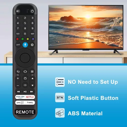 VINABTY Hangvezérlésű Távirányító TCL 4K Ultra HD HDR Smart LED TV-hez - Kompatibilis 43PF650K 50PF650K 55PF650K 65PF650K 75T6C-UK 85T6C-UK