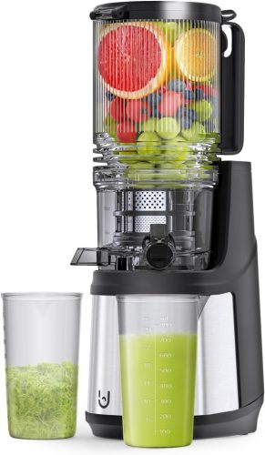 Canoly 350W Hideg Prés Gyümölcsfacsaró 140mm Extra Nagy Adagolóval - Egész Gyümölcsökhöz, Zöldségekhez, Biztonsági Zárral, Könnyen Tisztítha