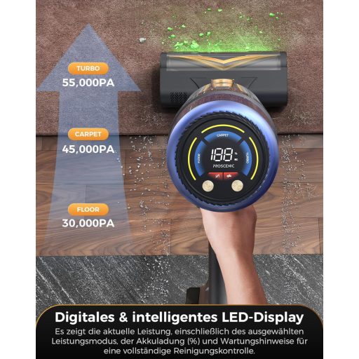 Proscenic P15 Vezeték Nélküli Porszívó 55KPa 580W 70 Perc Futásidő Önálló Állvány LED Kijelző