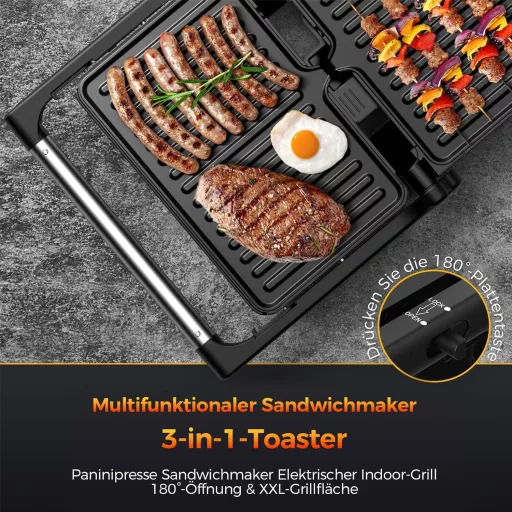 YASHE 1500W Panini Grill XXL Szendvicssütő Automata Hőmérséklet Szabályozással