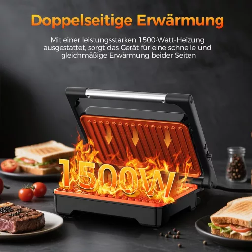 YASHE 1500W Panini Grill XXL Szendvicssütő Automata Hőmérséklet Szabályozással