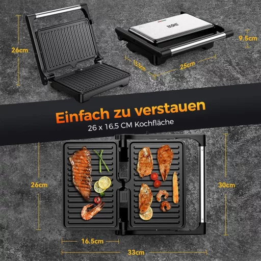 YASHE 1500W Panini Grill XXL Szendvicssütő Automata Hőmérséklet Szabályozással