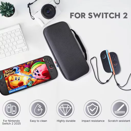 VICDUEKG Nintendo Switch 2 utazótáska 24 játékhoz, kemény hordtáska fekete
