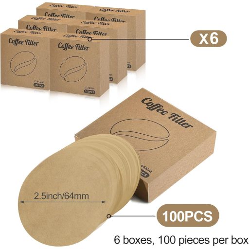 Wosyoodo 600 db kerek kávészűrő papír 64 mm natúr, kompatibilis kávéfőzőkkel