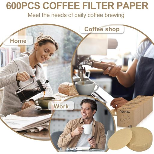 Wosyoodo 600 db kerek kávészűrő papír 64 mm natúr, kompatibilis kávéfőzőkkel