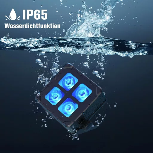 U'King 4x10W LED Party Lampă, 1 bucată, Acumulator, Rezistentă la Apă IP65, RGBWA UV, Lumină Colorată Distractivă cu Telecomandă