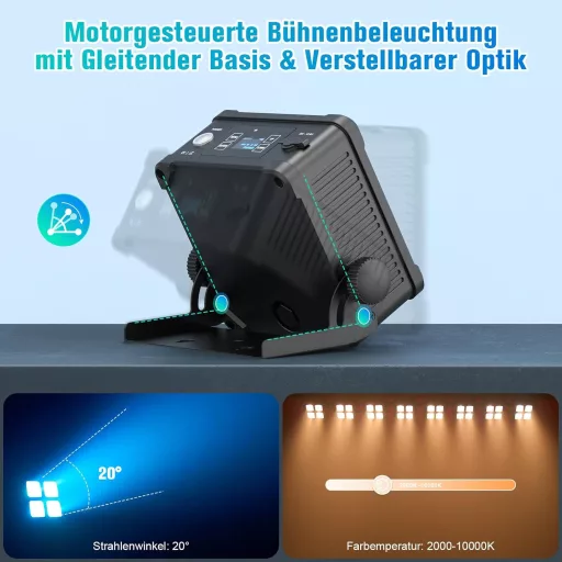 U'King 4x10W LED Party Lampă, 1 bucată, Acumulator, Rezistentă la Apă IP65, RGBWA UV, Lumină Colorată Distractivă cu Telecomandă