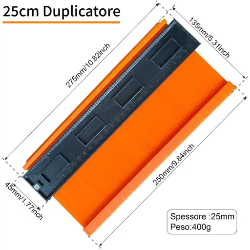 ZCHYTOOL Kontúrsablon 14+25cm Szabálytalan Forma Másolásához Laminált Fa Csempe Padló