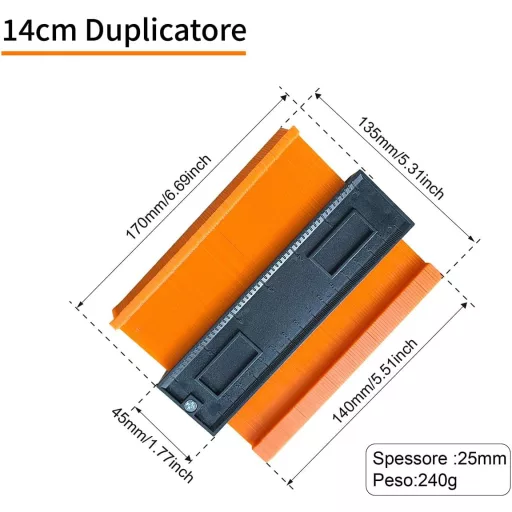 ZCHYTOOL Kontúrsablon 14+25cm Szabálytalan Forma Másolásához Laminált Fa Csempe Padló