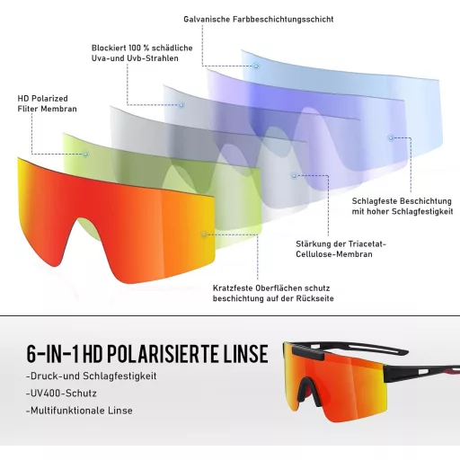 suoso Polarizált Sportüveg UV400 Kerékpár Síelés Horgászat Unisex