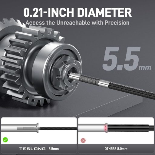 TESLONG Endoszkóp Kamera 5,5mm Flexibilis Inspekciós Csőkamera Mozgatható Fejjel