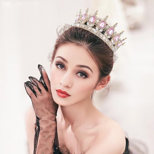 DRESHOW Kristály Barokk Tiara Korona Női Esküvői Fejdísz Strasszos Hercegnő