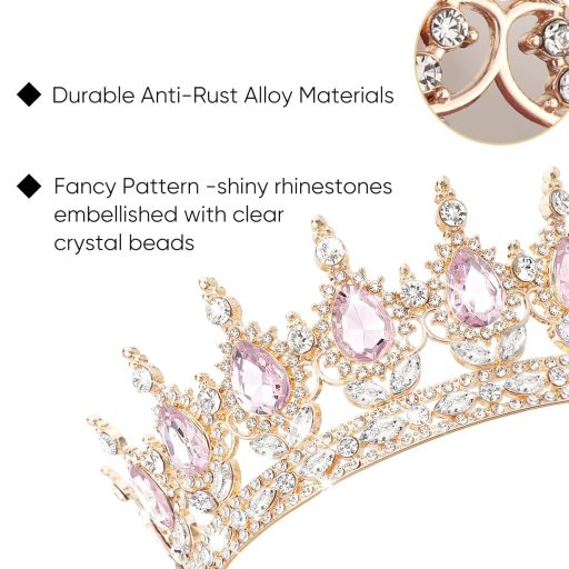 DRESHOW Kristály Barokk Tiara Korona Női Esküvői Fejdísz Strasszos Hercegnő