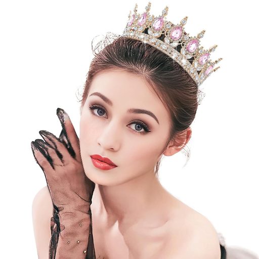 DRESHOW Kristály Barokk Tiara Korona Női Esküvői Fejdísz Strasszos Hercegnő