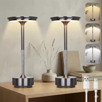   Rosnek Wireless LED Asztali Lámpa 3 Színhőmérséklet USB-C 2db Szürke