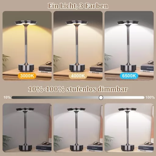 Rosnek Wireless LED Asztali Lámpa 3 Színhőmérséklet USB-C 2db Szürke