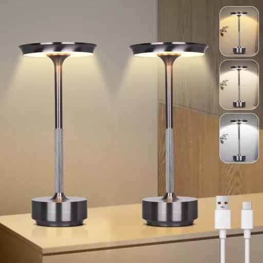 Rosnek Wireless LED Asztali Lámpa 3 Színhőmérséklet USB-C 2db Szürke