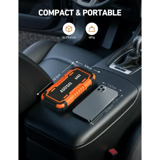 AstroAI P12 6000A autó indítóakkumulátor 12V benzin dízel motorkerékpár LED