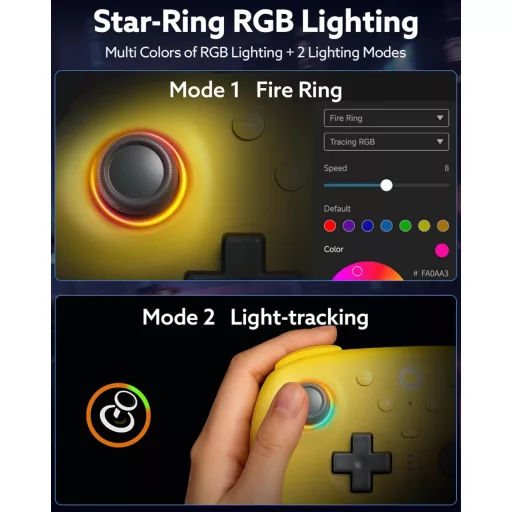8Bitdo Ultimate 2 Bluetooth Kontroller Switch 2/Switch/PC Sárga RGB