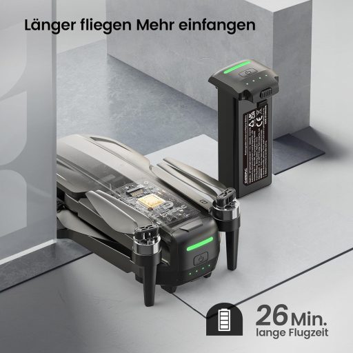 Dronă cu cameră 4K DEERC D65 cu GPS, sub 249g, 26 minute timp de zbor