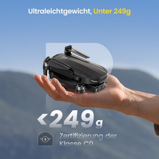 Dronă cu cameră 4K DEERC D65 cu GPS, sub 249g, 26 minute timp de zbor