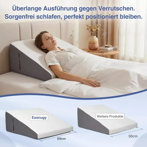 Exsnugy Keilkissen 19 cm - Memóriahabos Reflux és Horkolás Elleni Párnák - 59×59×19cm