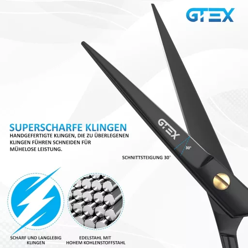 Foarfecă profesională de tuns GTEX 6,5 inch pentru tăiere precisă și ascuțită, unisex
