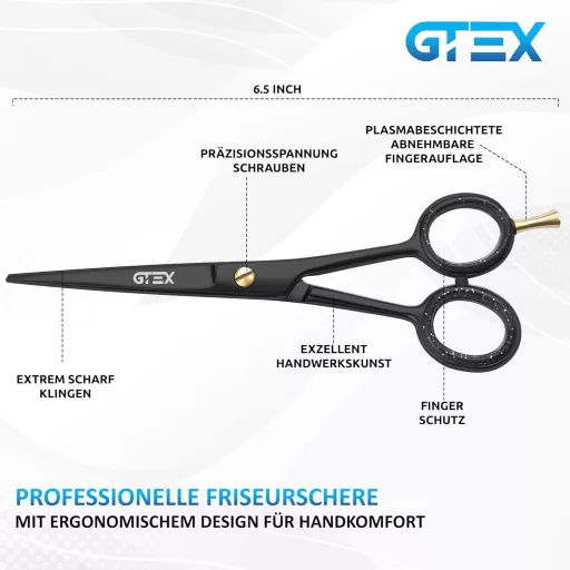 Foarfecă profesională de tuns GTEX 6,5 inch pentru tăiere precisă și ascuțită, unisex