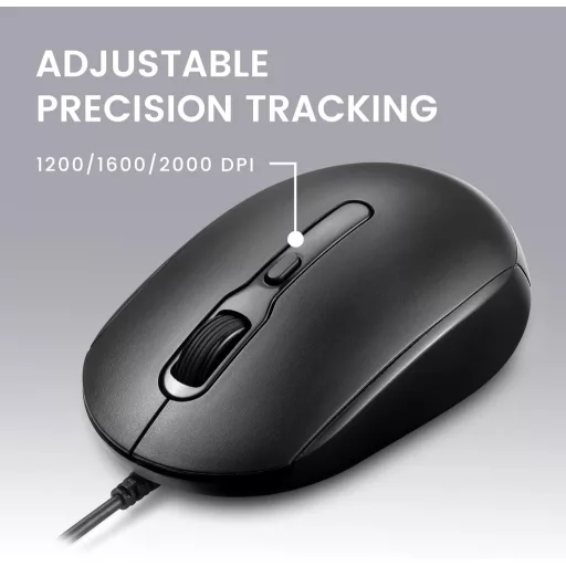 Perixx PERIMICE-222CB2 USB-C Vezetékes Egér Laptophoz Csendes Kattintás Fekete
