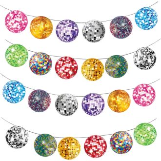   XDGBFN 2db Csillogó Diszkógömb Dekoratív Füzér Banner Parti Díszítés Szülinap Karnevál 80s 90s Diszkó Ünnepség Színes