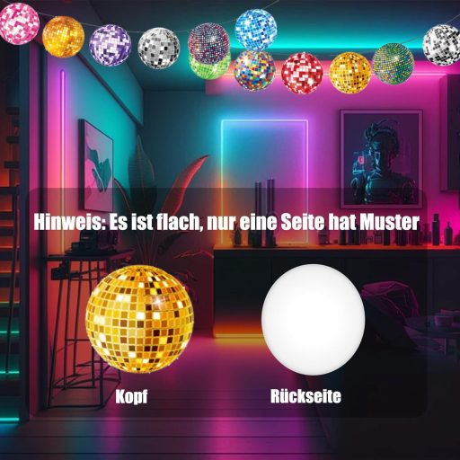 XDGBFN 2db Csillogó Diszkógömb Dekoratív Füzér Banner Parti Díszítés Szülinap Karnevál 80s 90s Diszkó Ünnepség Színes